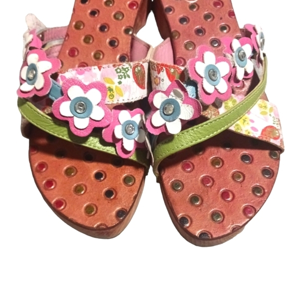 Oilily European Wooden Sandal Slip On Open Toe Shoe Size 6 - Picture 3 of 8